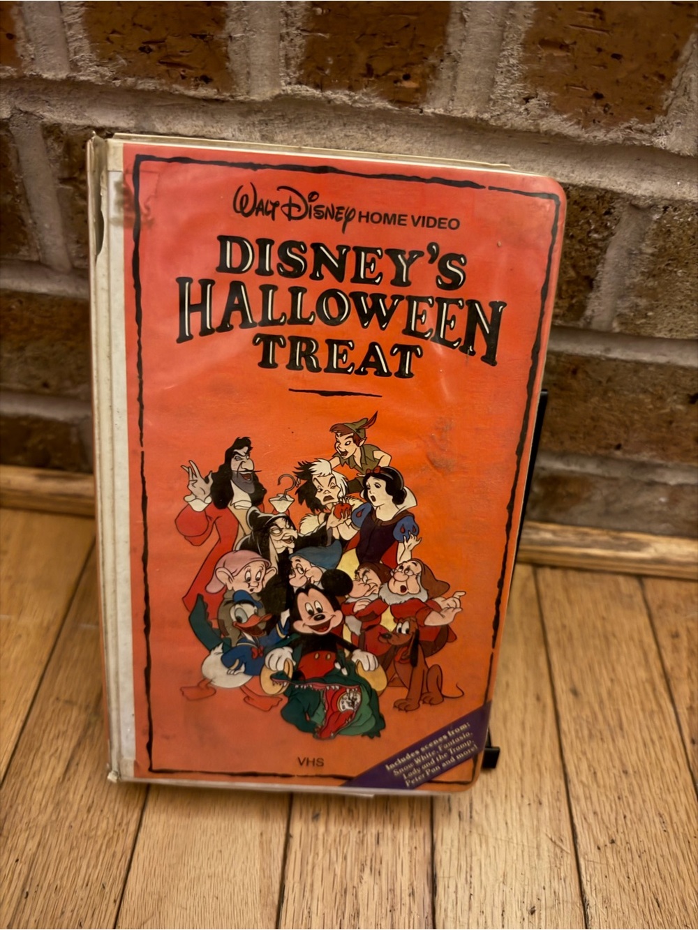 Disney Orange Halloween Treat VHS Cover Featuring Classic Characters